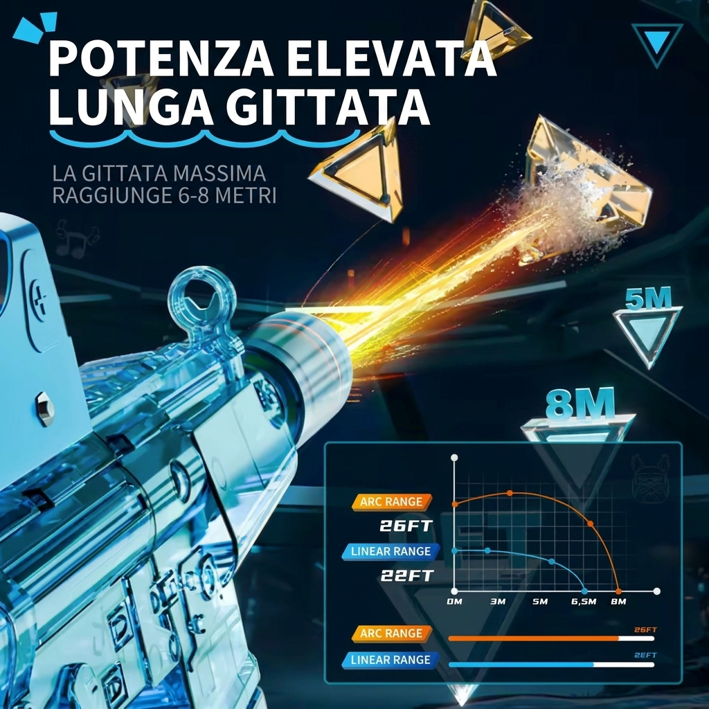 Gittata lunga fino a 8 metri
